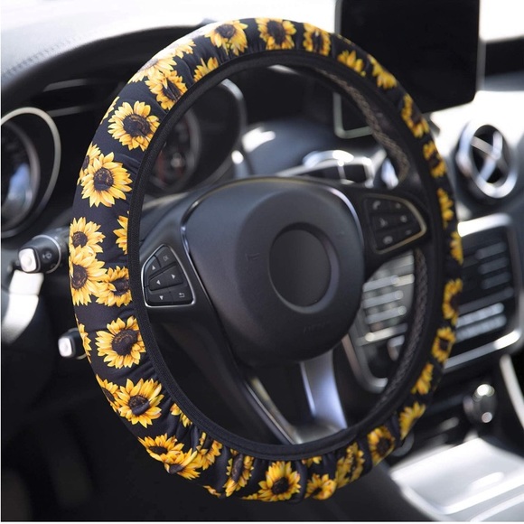4pc Sunflower Universal Steering Wheel Cover Set - Picture 3 of 4